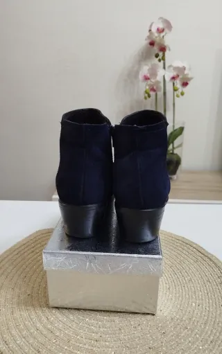 Botines ante azul marino mujer T37