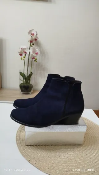 Botines ante azul marino mujer T37