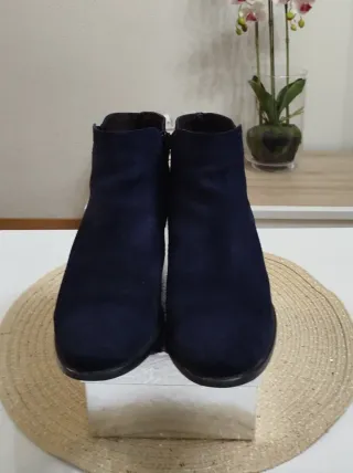 Botines ante azul marino mujer T37