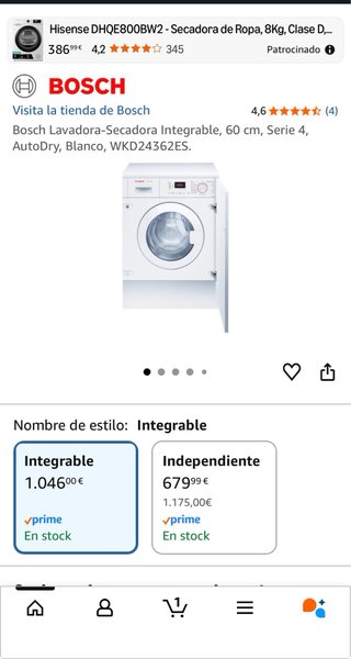 Lavadora Secadora Integrable Bosch Serie 4