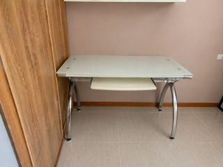 Mesa escritorio cristal y aluminio diseño moderno