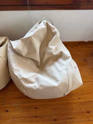 Puf Lounge XL Piel Sintética Beige
