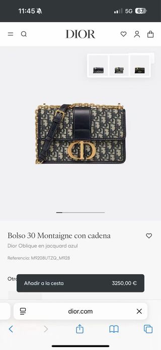 Bolso Dior 30 Montaigne Cadena Negro