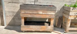 Jardinera Huerto Urbano Madera y Tela 105x45x90