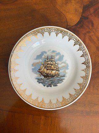 Piattino ceramica Laveno veliero cm.8