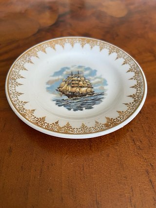 Piattino ceramica Laveno veliero cm.8