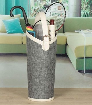 Cestino portaoggetti tessuto grigio con manico