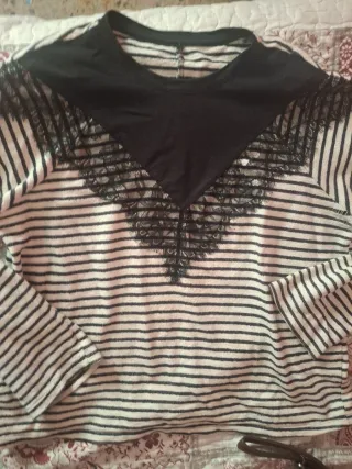 Jersey rayas mujer elegante negro y blanco