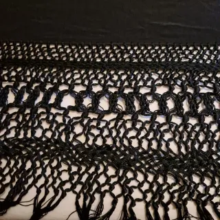 Mantón de Manila Seda Negra Flores Pájaros