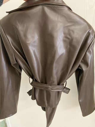 Giacca ecopelle marrone