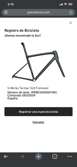 Cuadro S-Works Specialized Blanco