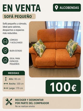 Sofá pequeño naranja 100€