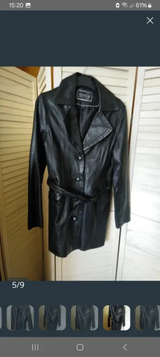 Abrigo Piel Auténtica Negro Talla M