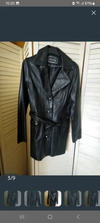 Abrigo Piel Auténtica Negro Talla M