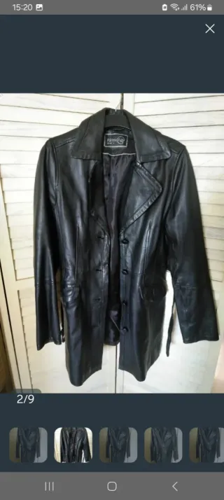 Abrigo Piel Auténtica Negro Talla M