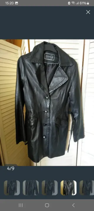 Abrigo Piel Auténtica Negro Talla M