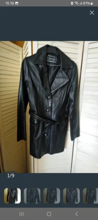 Abrigo Piel Auténtica Negro Talla M