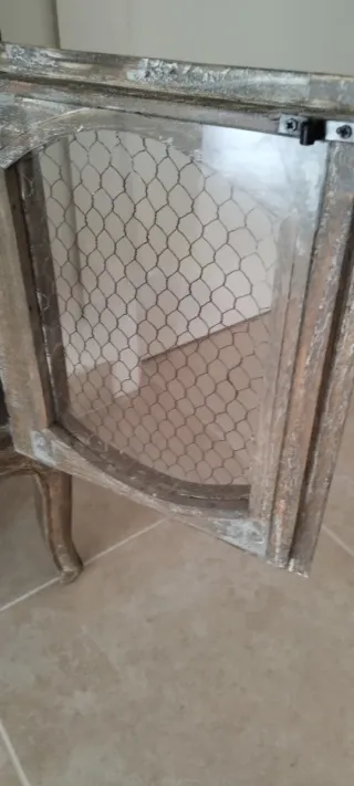 Mesita de noche auxiliar madera y metal