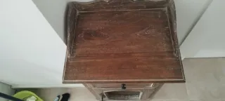 Mesita de noche auxiliar madera y metal