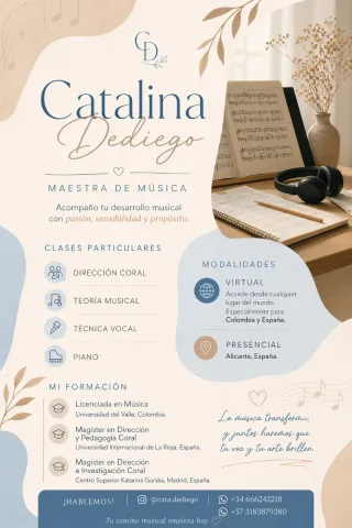 Clases de Música: Dirección Coral, Teoría, voz