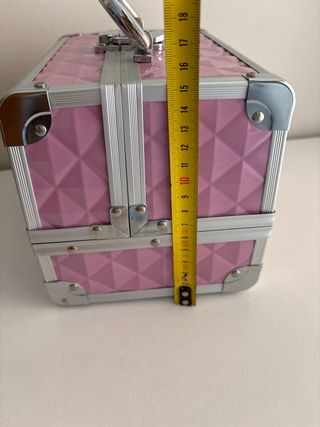 Maletín maquillaje rosa y plateado