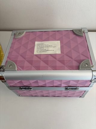 Maletín maquillaje rosa y plateado