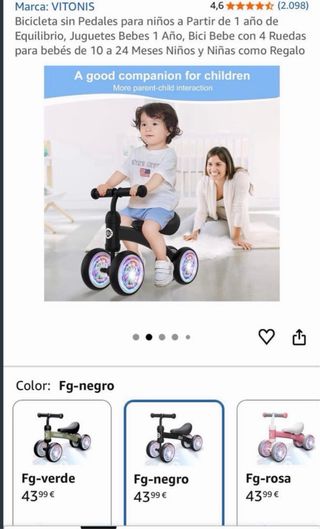 Bici 4 Ruedas Niños Luces LED