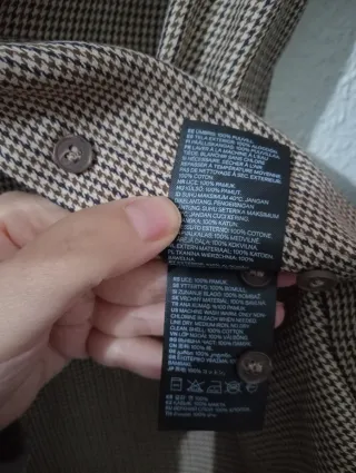 Camisa H&M Cuadros Beige y Marrón