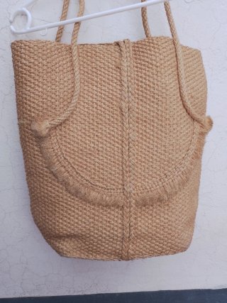 Bolso Tote Paja Tejida Beige