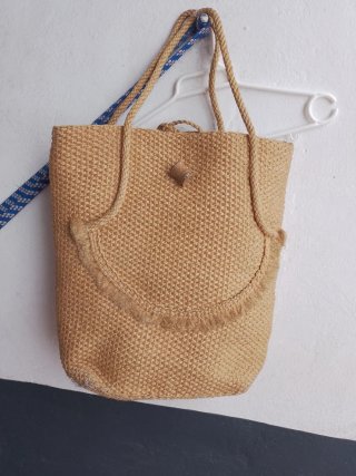 Bolso Tote Paja Tejida Beige