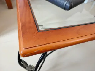 Mesa de centro madera, forja y cristal