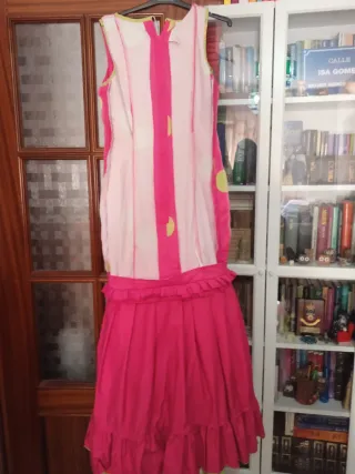 Traje Flamenca T.38 Fucsia y Pistacho