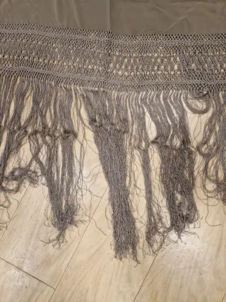 Mantón Manila Seda Marrón Flores