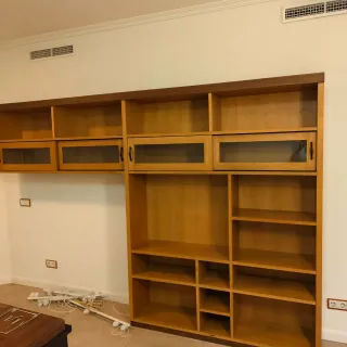 Mueble TV/Biblioteca Madera y Cristal