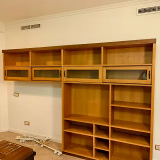Mueble TV/Biblioteca Madera y Cristal