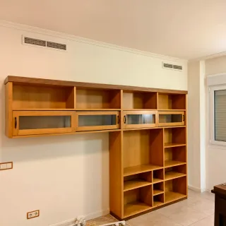 Mueble TV/Biblioteca Madera y Cristal