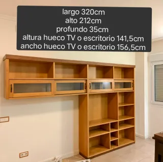 Mueble TV/Biblioteca Madera y Cristal