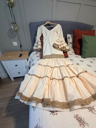 Vestido Flamenca Beige Talla XS