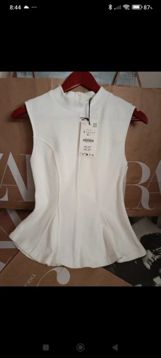 Top Peplum Zara Talla S / 36 / 8 Blanco