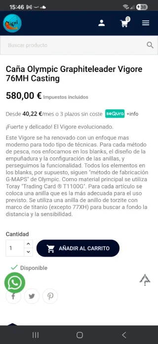 Caña Olympic Graphiteleader Vigore 76MH