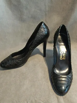 Zapatos Ferragamo Piel Tacón Negro