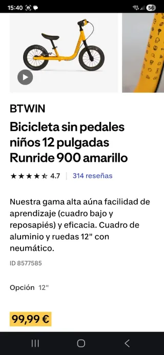Bicicleta infantil Btwin 2-4 años