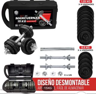 Kit Mancuernas Ajustables 15kg