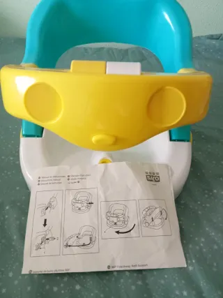 Asiento Bañera Bebé Azul y Amarillo