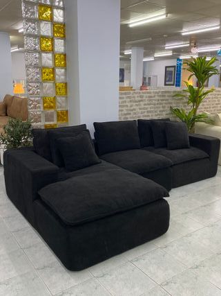 Sofá chaise longue negro - envío gratis