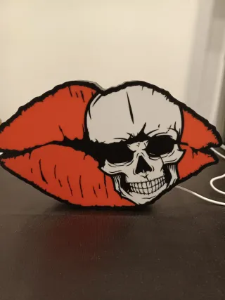 Lightbox led calavera labios rojo Rock, grunche.
