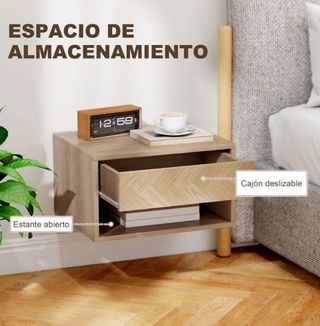 Juego 2 Mesitas Noche Colgantes Madera