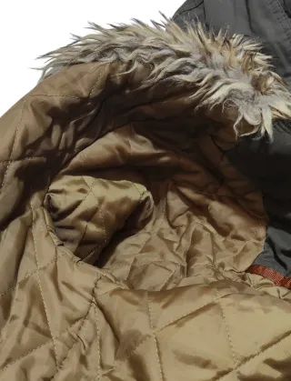 DIVIDED parka cappuccio pelliccia verde sport S