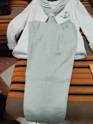 Traje marinero comunión blanco y verde agua