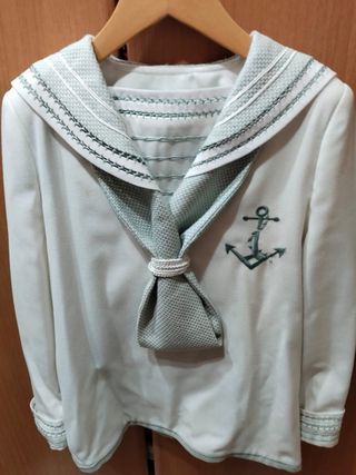 Traje marinero comunión blanco y verde agua